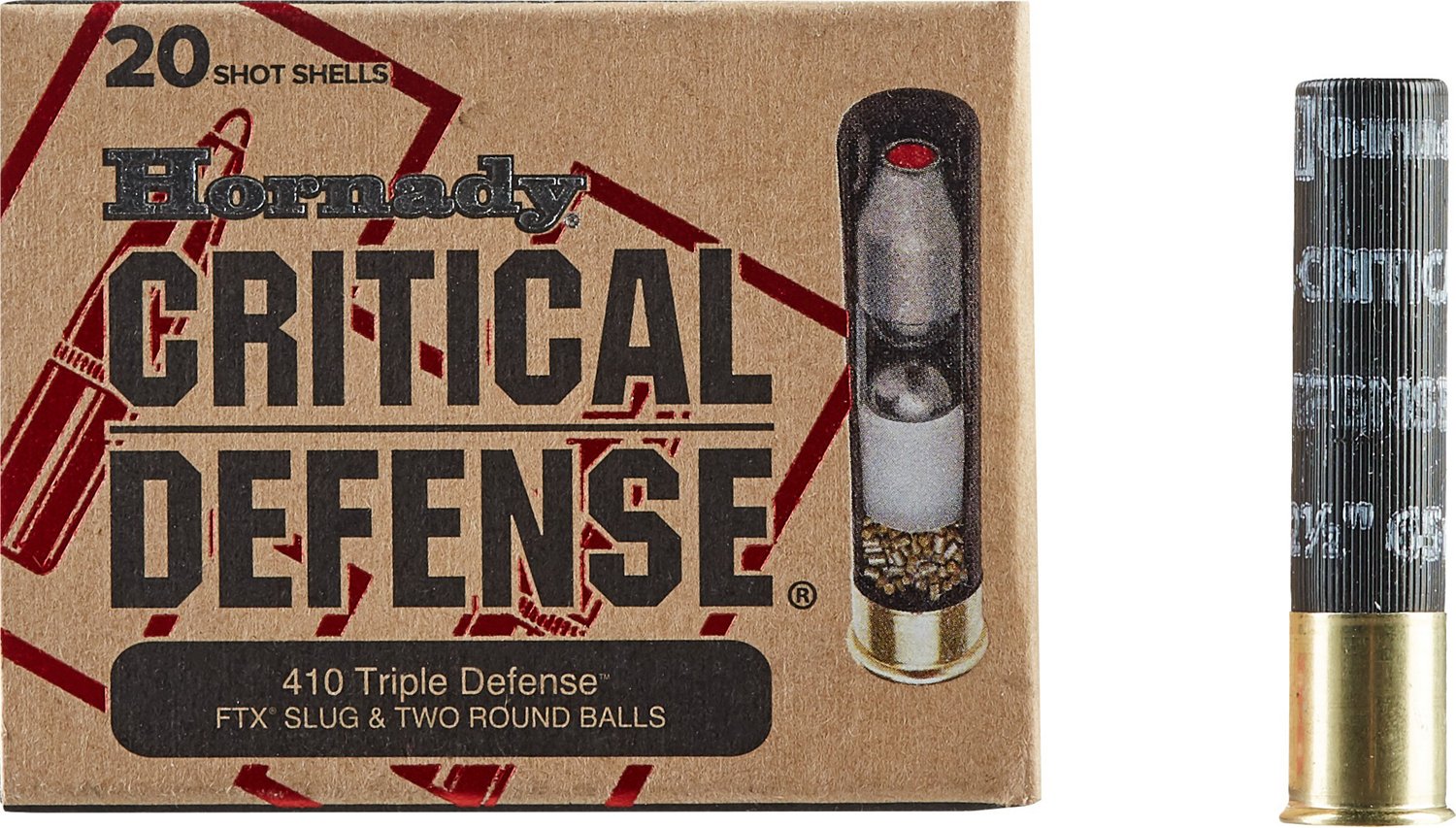 Hornady Critical Defense Ammo 410 Bore 2-1/2 41 Cal FTX Slug over two