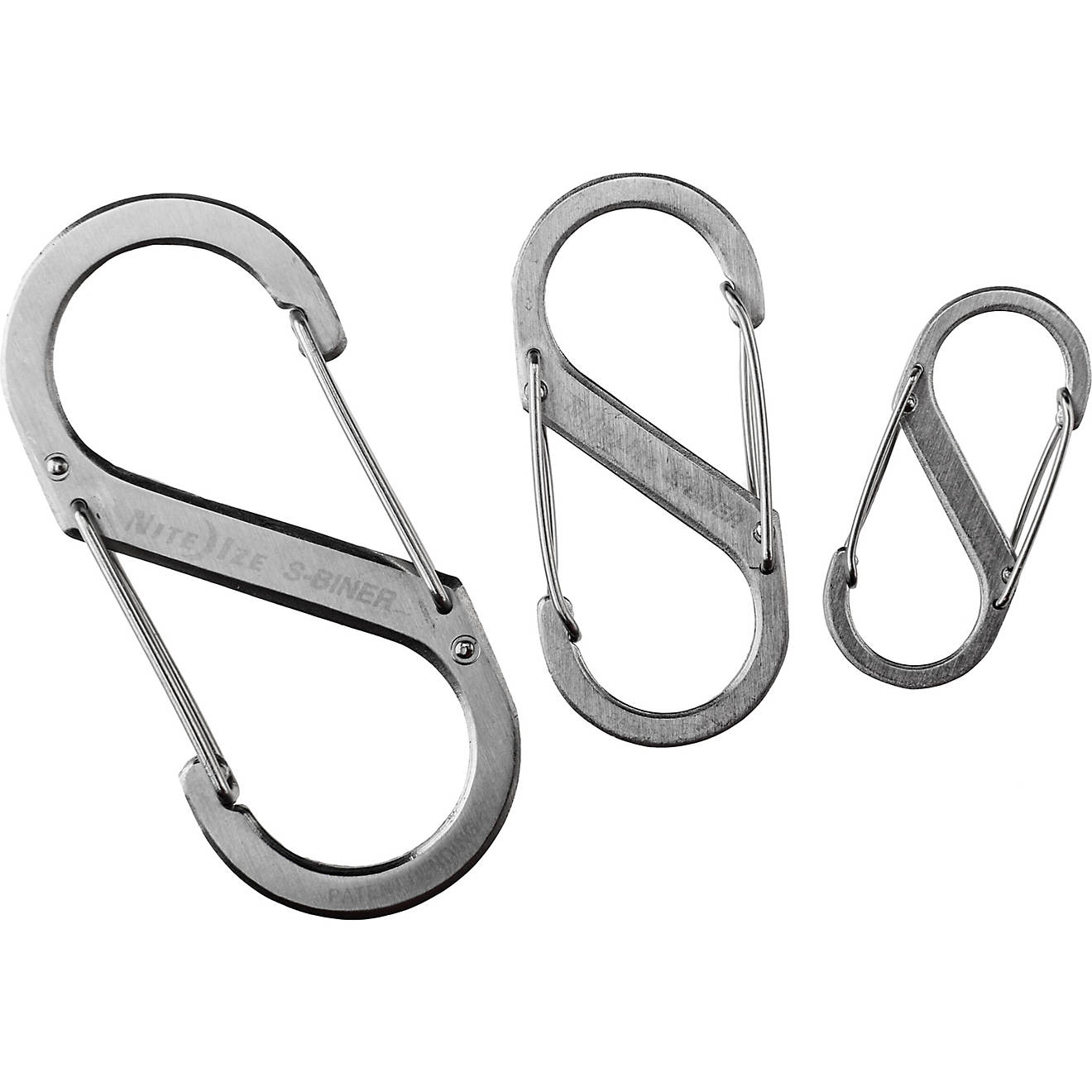 Nite Ize S-Biner 3 Pack SILVER Stainless Steel Sizes #2,#3 and #4 Carabiner 