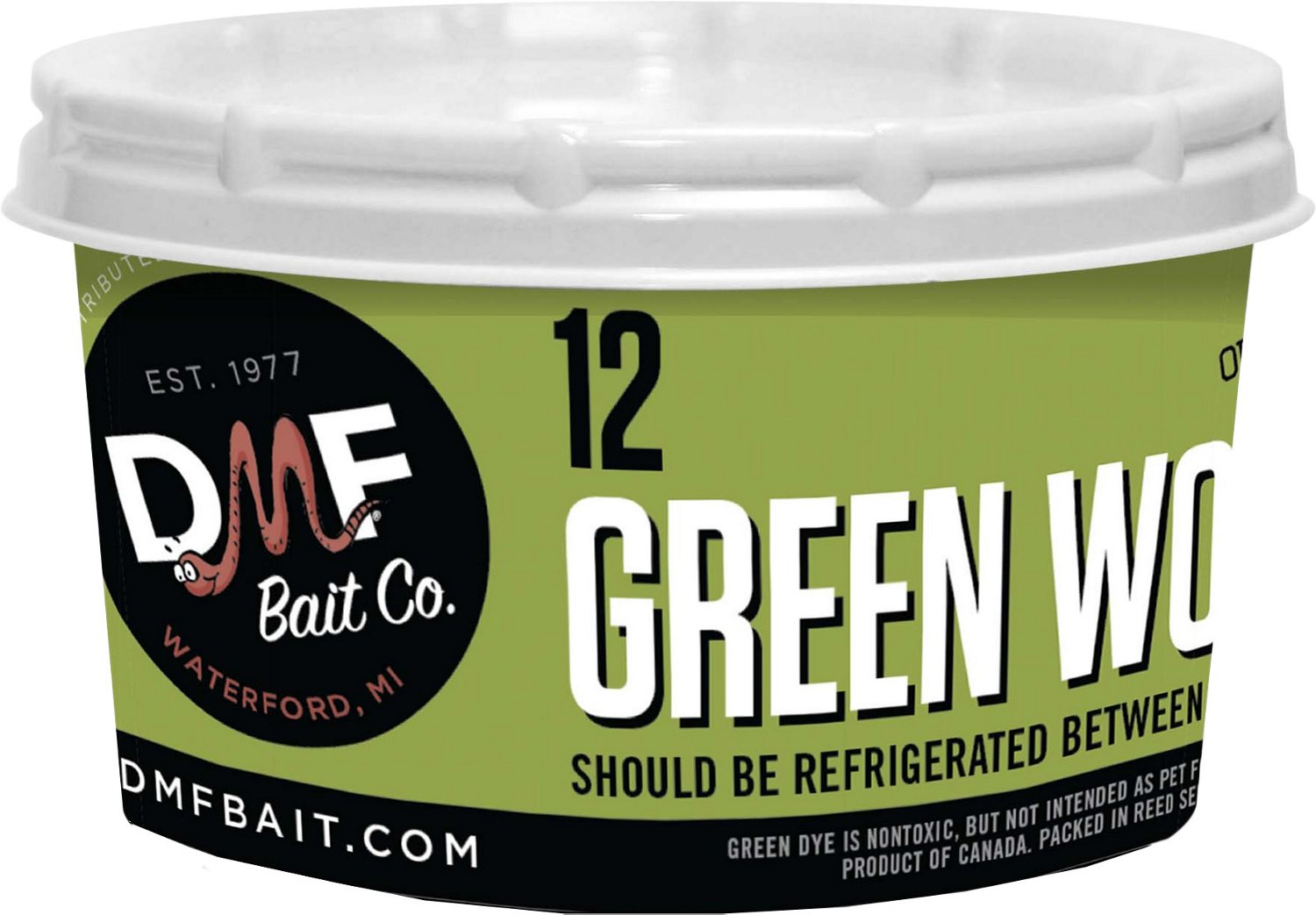 DMF Bait Co. Nontoxic/Dyed Green Worms 12 ea