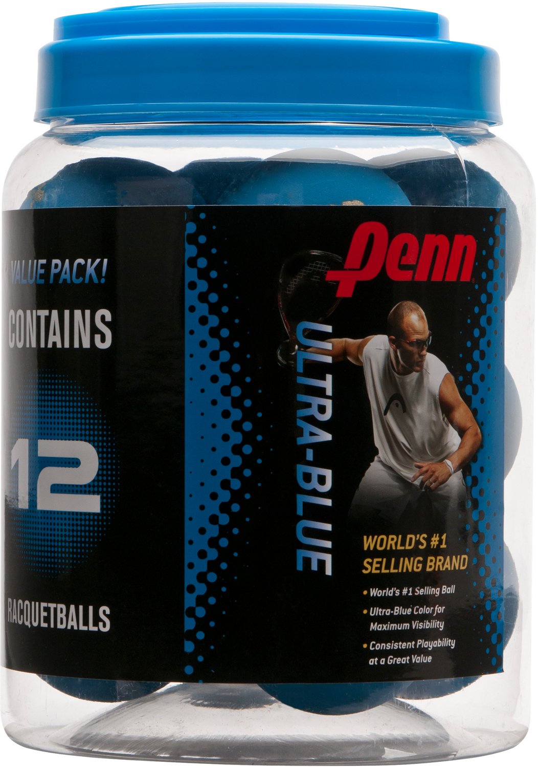 PENN® Ultra-Blue Racquetballs 12-Pack                                                                                           - view number 1 selected