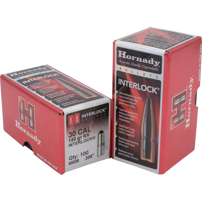 Hornady InterLock RN .30/.308 Cal 150gr Bullets (100/Box) 3035