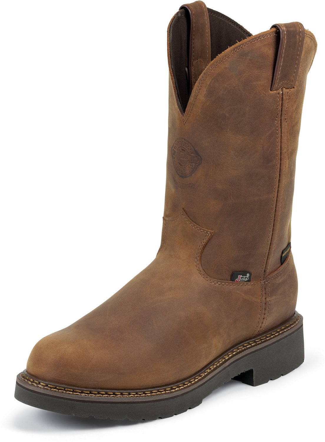 Justin Men s Rugged Aged Bark Gaucho EH Wellington Work Boots Academy