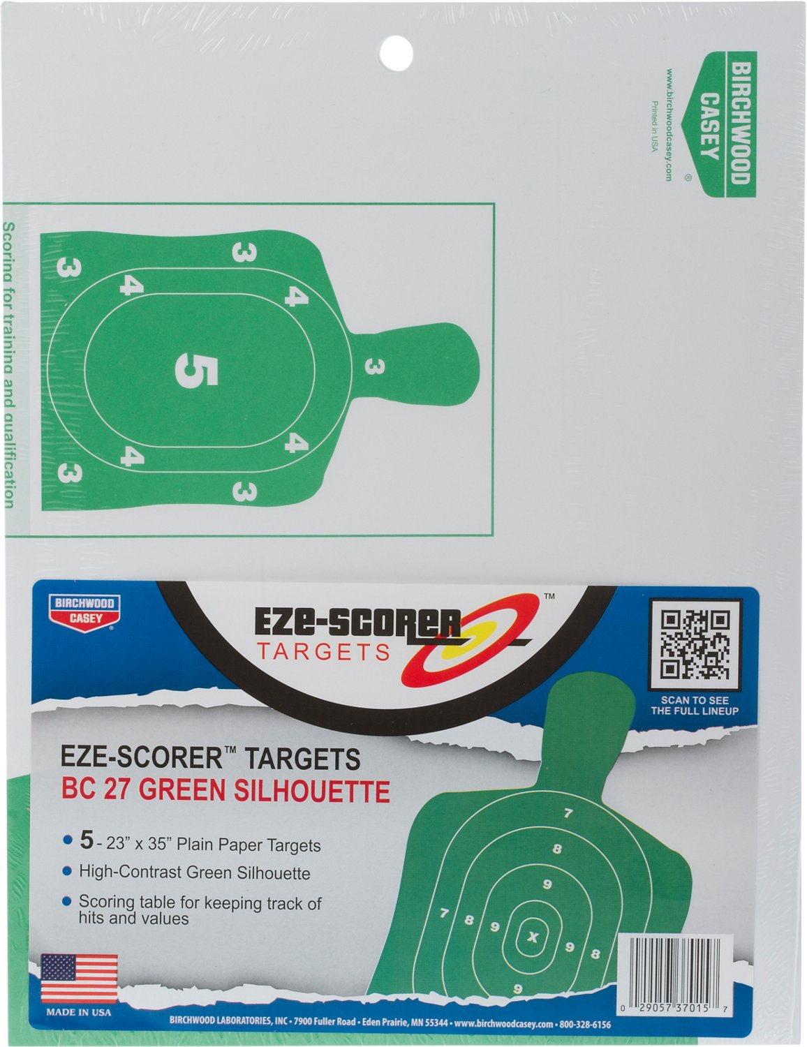 Birchwood Casey Eze-Scorer BC-27 Green Paper Targets 5-Pack                                                                      - view number 1 selected