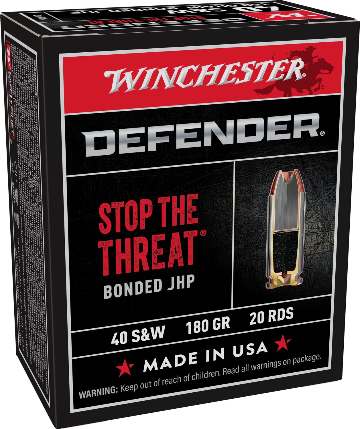 Winchester Bonded PDX1 .40 S&W 180-Grain Centerfire Pistol Ammunition