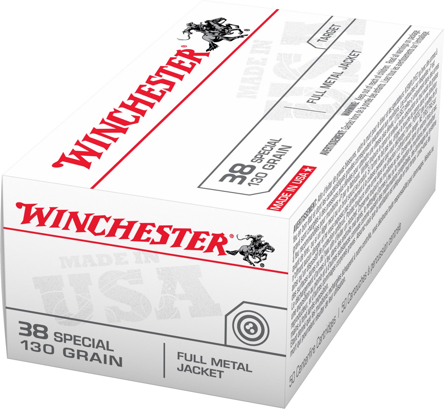 Winchester USA Full Metal Jacket .38 Special 130-Grain Handgun Ammunition - 50 Rounds                                            - view number 2