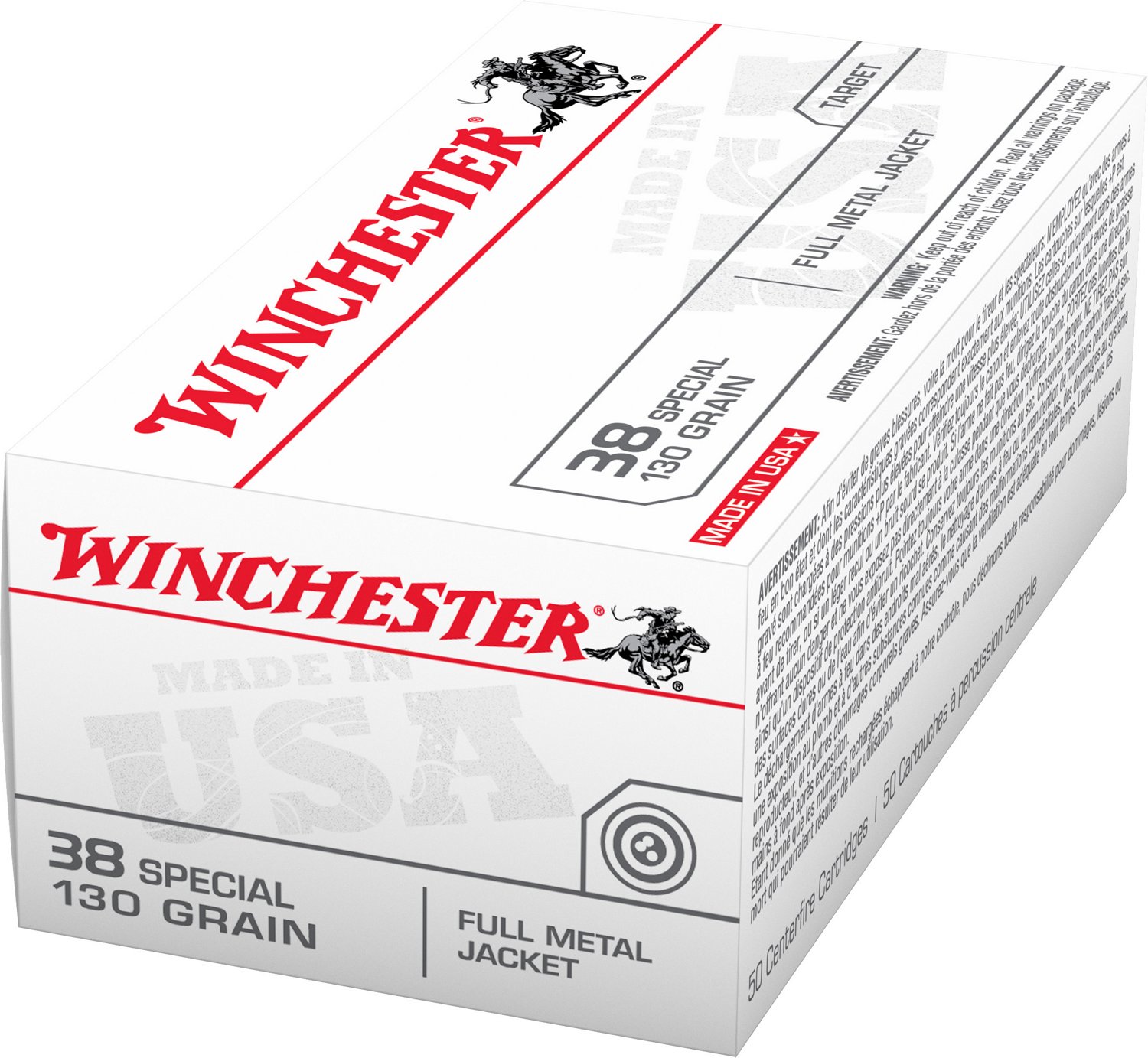 Winchester USA Full Metal Jacket .38 Special 130-Grain Handgun Ammunition - 50 Rounds                                            - view number 1 selected