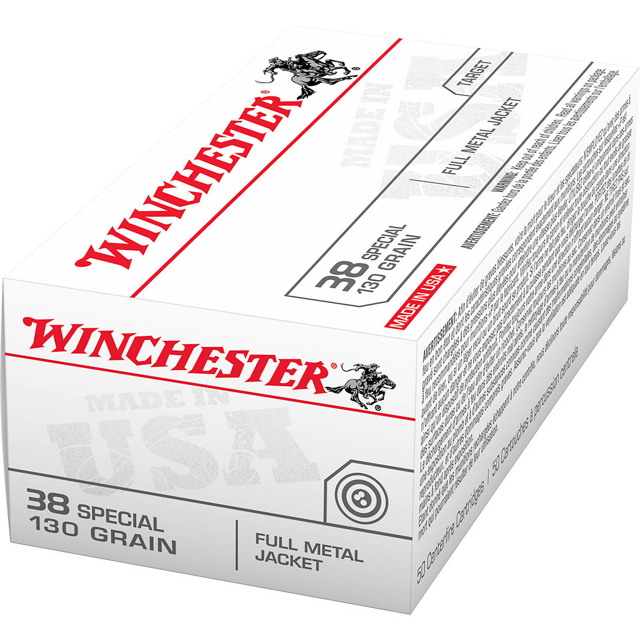 Winchester USA Full Metal Jacket .38 Special 130-Grain Handgun Ammunition - 50 Rounds                                            - view number 1