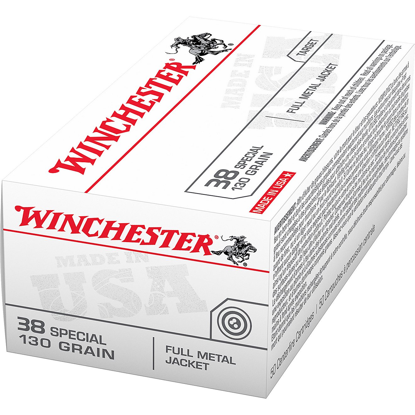 Winchester USA Full Metal Jacket .38 Special 130-Grain Handgun Ammunition - 50 Rounds                                            - view number 1