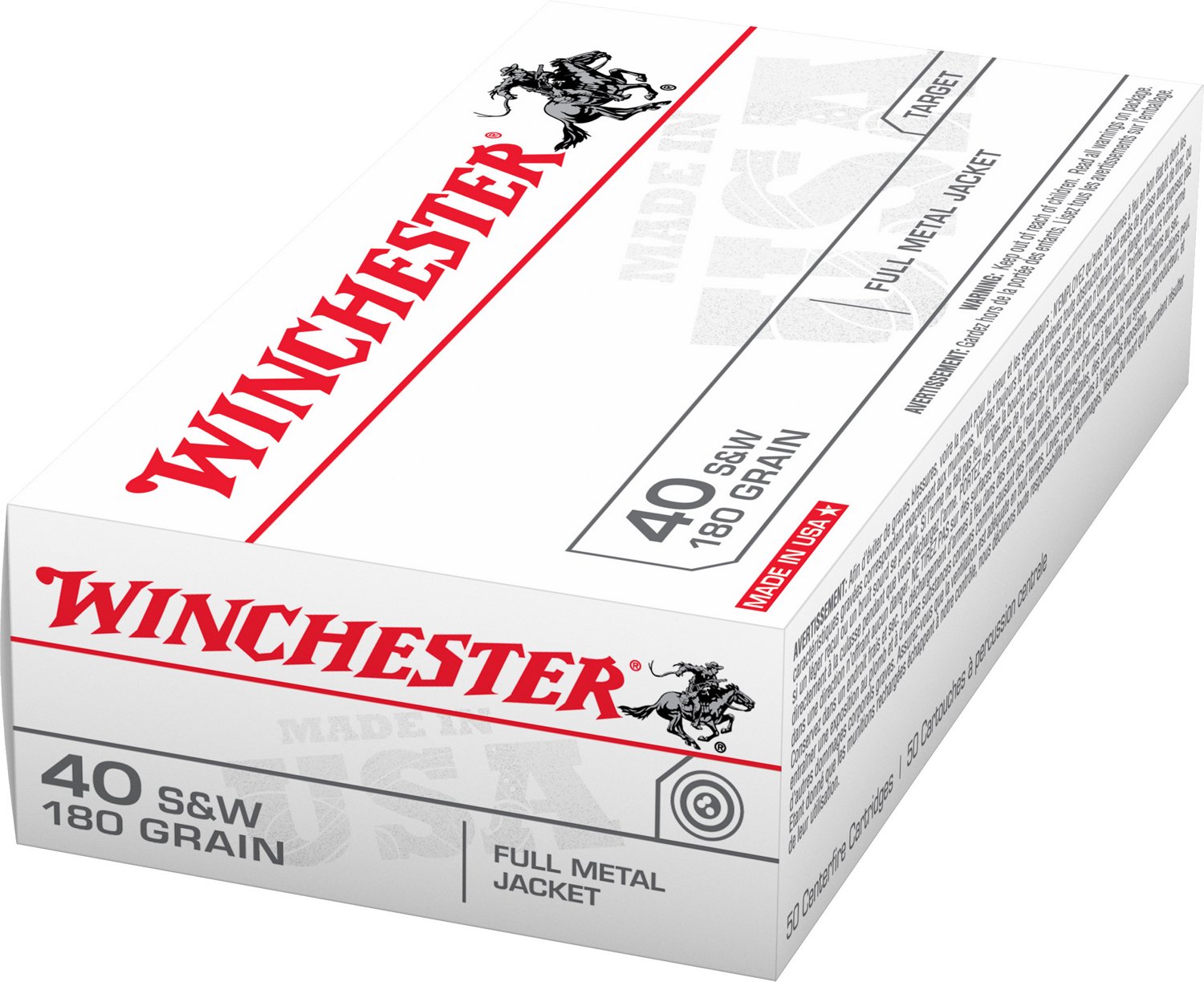 Winchester USA Full Metal Jacket .40 Smith & Wesson 180-Grain Handgun Ammunition - 50 Rounds - view number 2