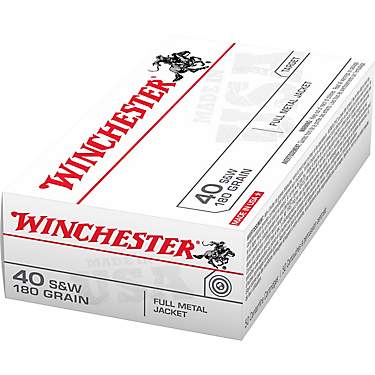 Winchester USA Full Metal Jacket .40 Smith & Wesson 180-Grain Handgun Ammunition - 50 Rounds