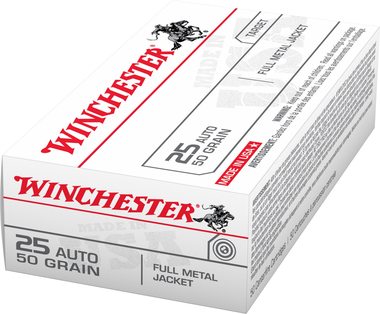 Winchester USA Full Metal Jacket .25 Automatic 50-Grain Handgun Ammunition                                                       - view number 2