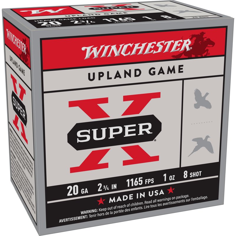 Winchester Super-X Game Load 20-Ga 2-3/4″ 1 oz. Shotshells - #8 - 25 Rounds