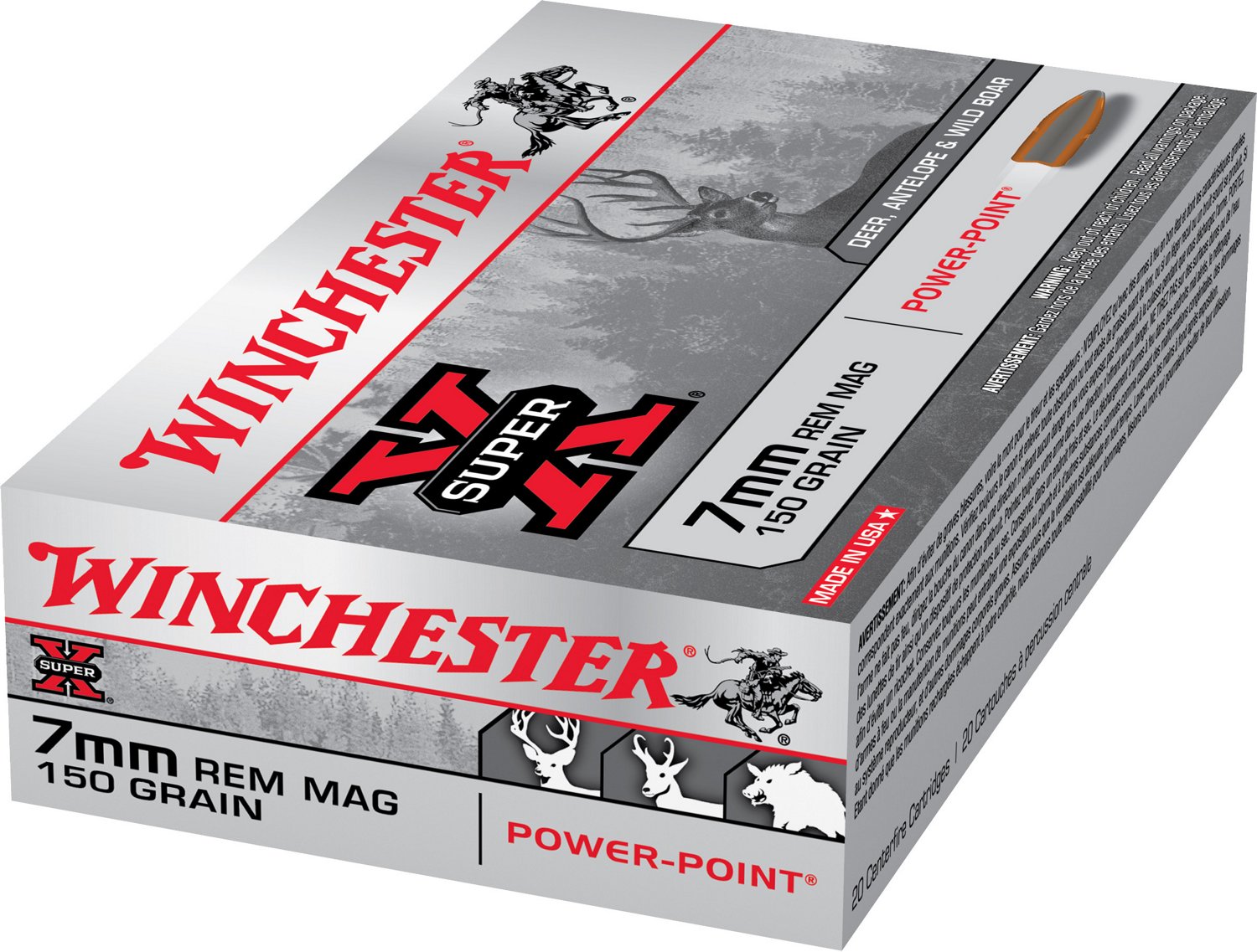Winchester Super-X Power-Point 7 mm Remington Magnum 150-Grain Rifle Ammunition - 20 Rounds                                      - view number 2