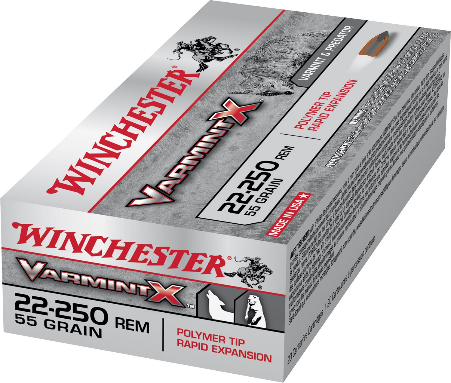 Winchester Varmint X .22-250 Remington 55-Grain Centerfire Rifle Ammunition - 20 Rounds - view number 2