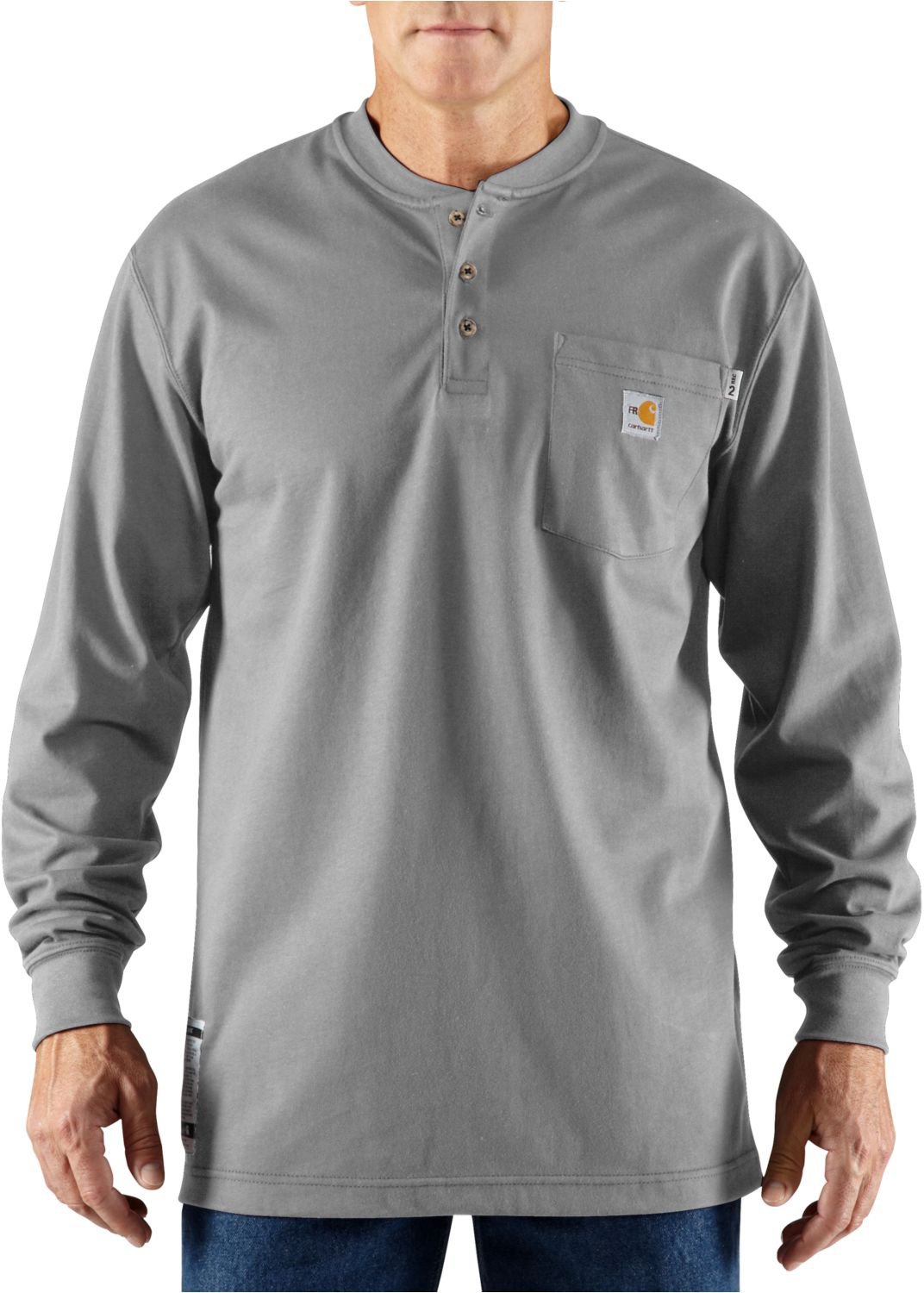 Carhartt Men's Flame-Resistant Force Cotton Long Sleeve Henley                                                                   - view number 2