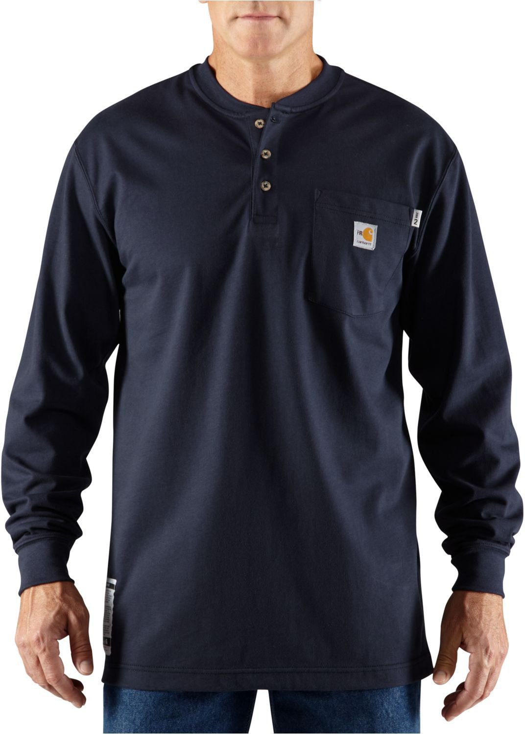 Carhartt Men's Flame-Resistant Force Cotton Long Sleeve Henley                                                                   - view number 2