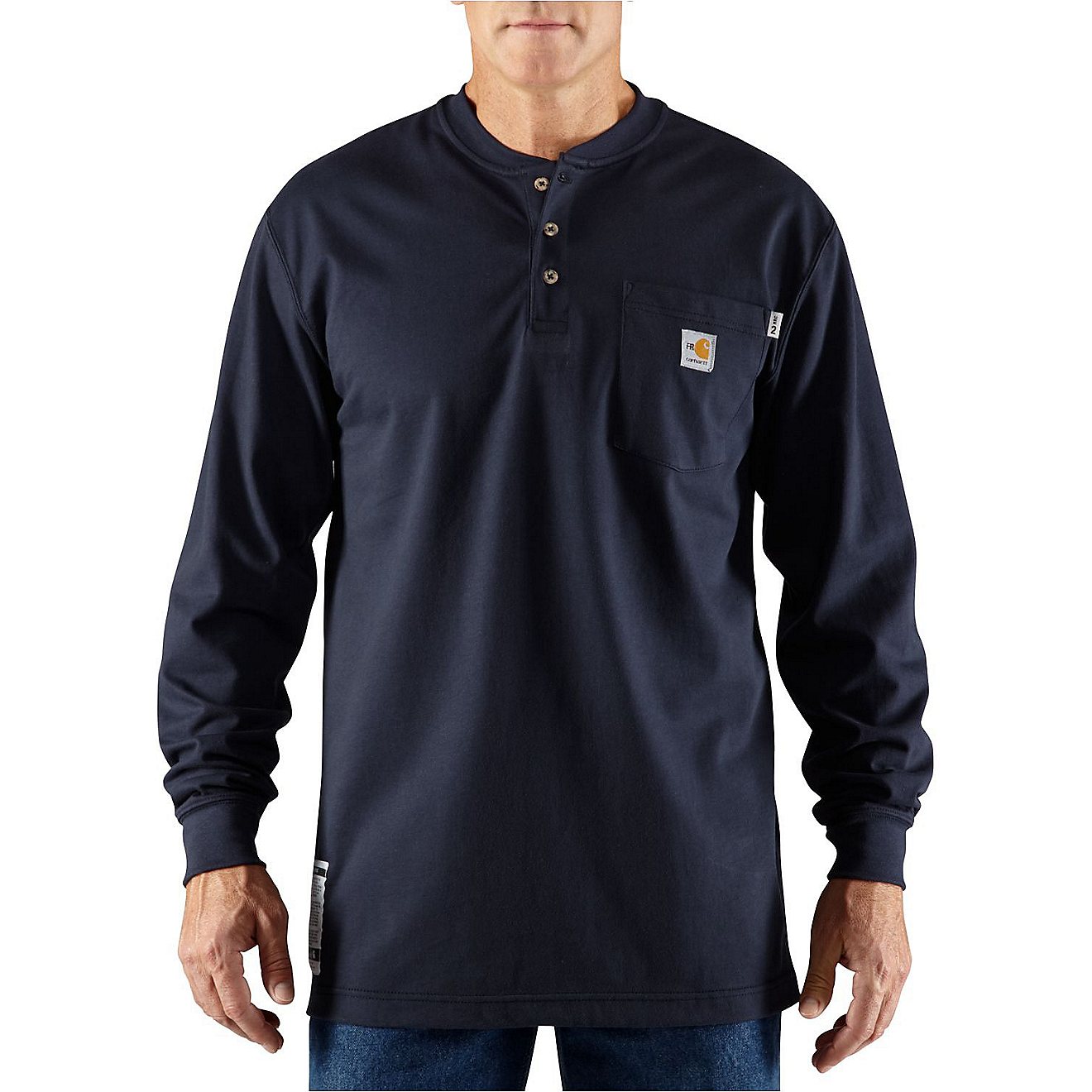 Carhartt Men's Flame-Resistant Force Cotton Long Sleeve Henley                                                                   - view number 2