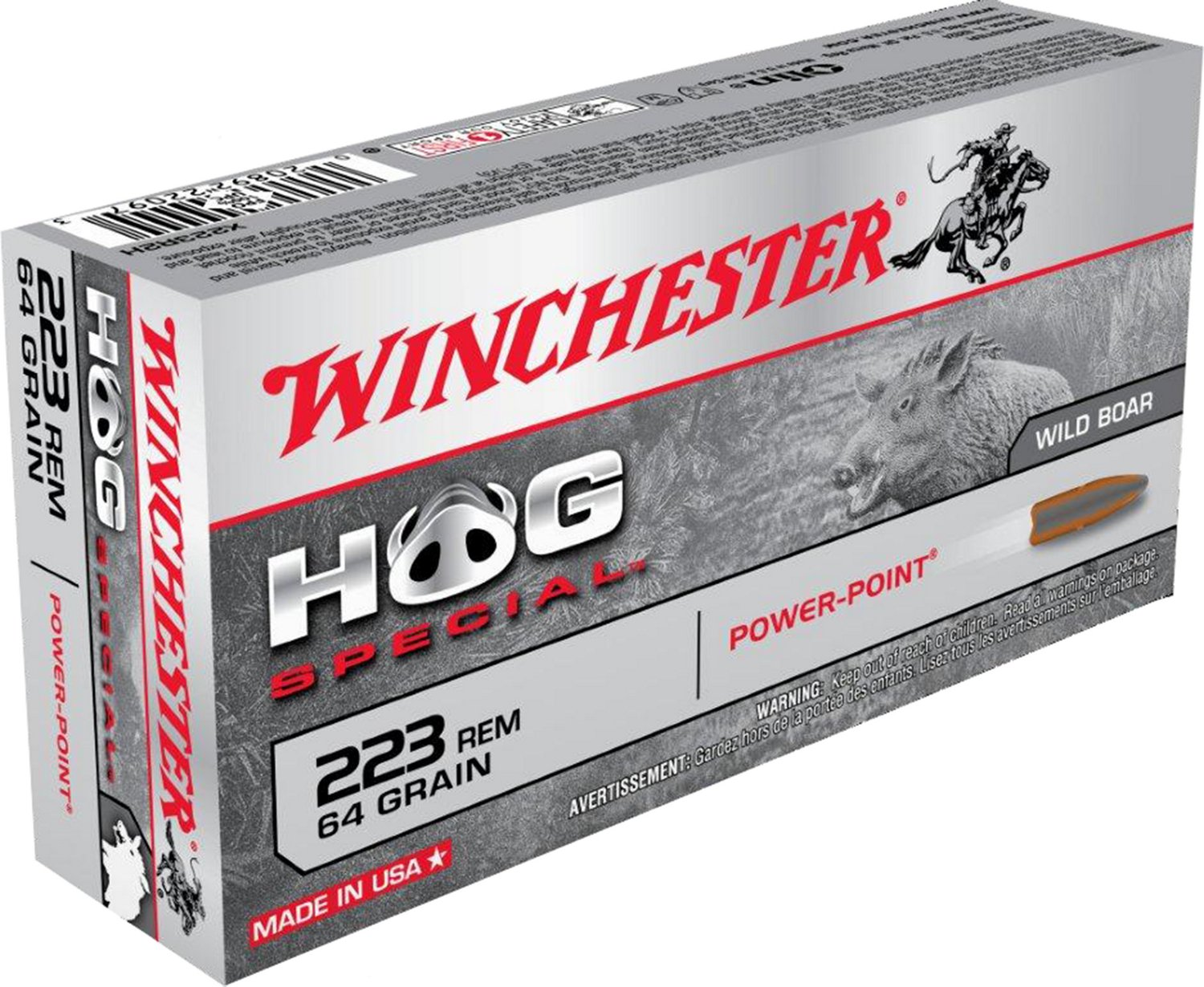 Winchester Power-Point Hog Special .223 Remington 64-Grain Centerfire Rifle Ammunition                                           - view number 1 selected