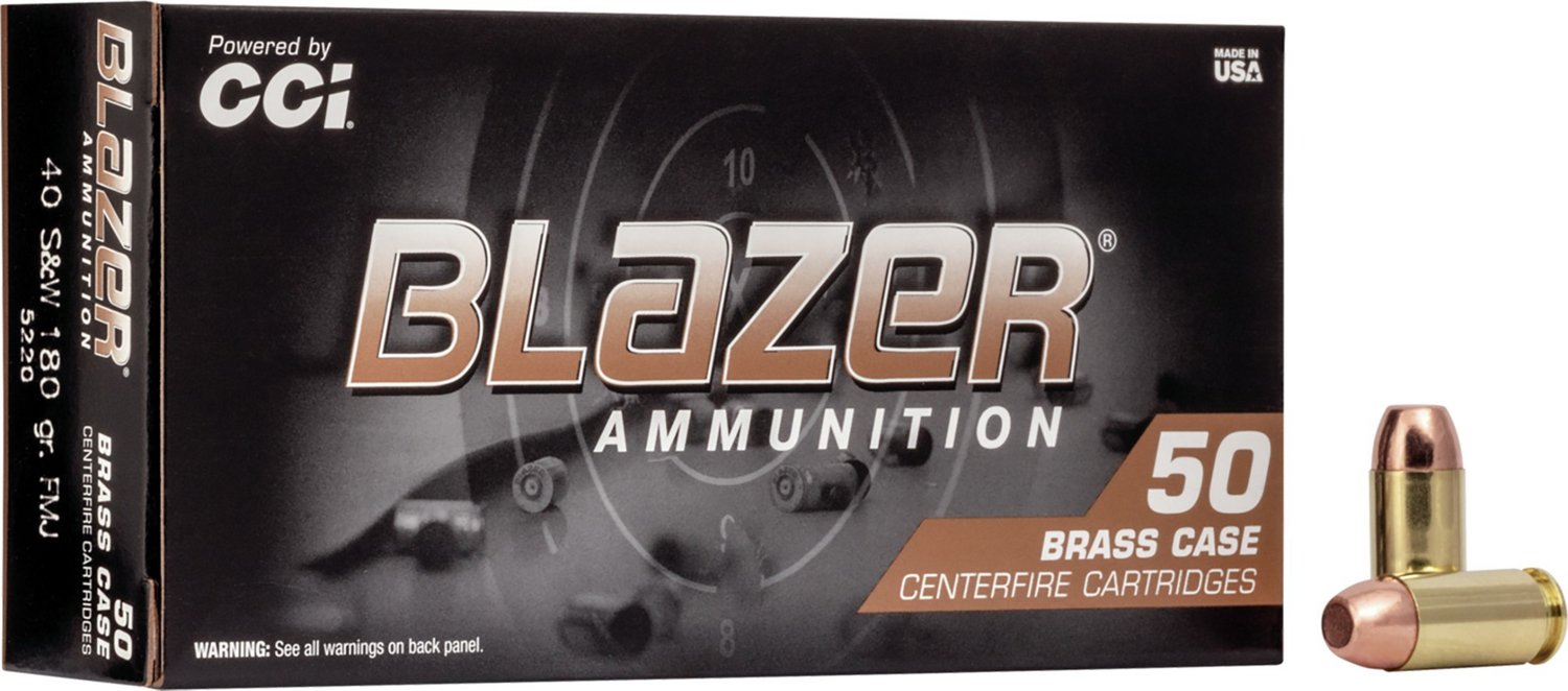 Blazer Brass Target Load FMJ .40 S&W Caliber 180-Grain Centerfire Handgun Ammunition - 50 rounds