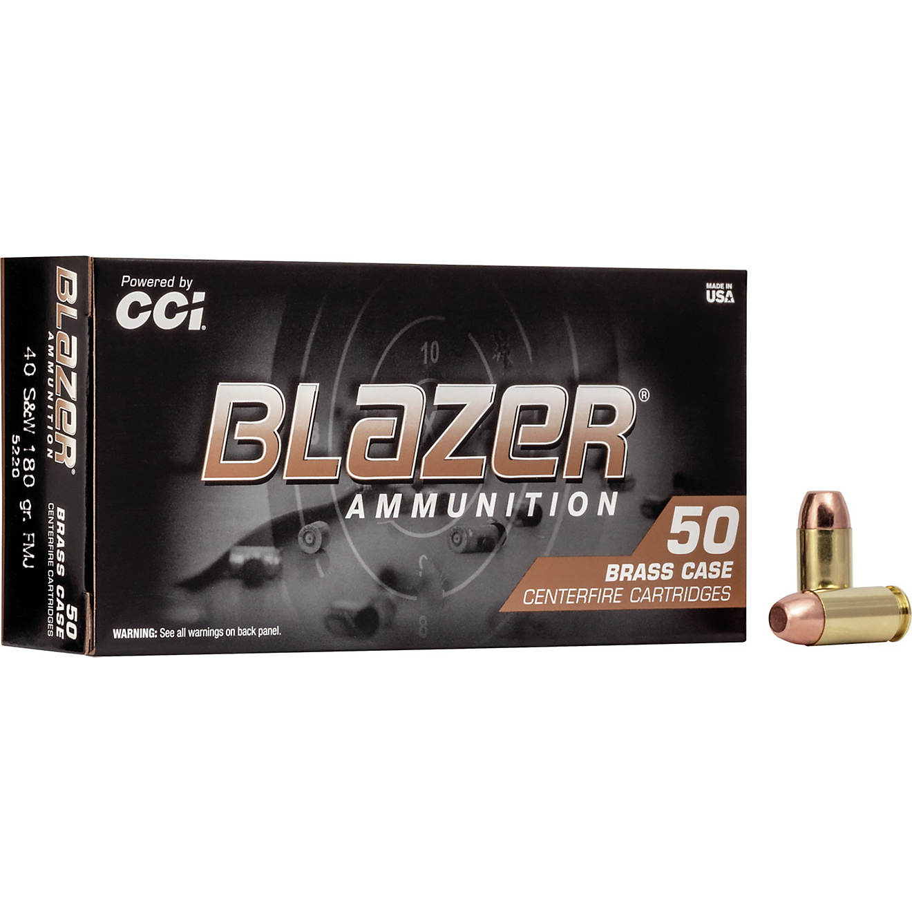 Blazer Brass Target Load FMJ .40 S&W Caliber 180-Grain Centerfire Handgun Ammunition                                             - view number 1