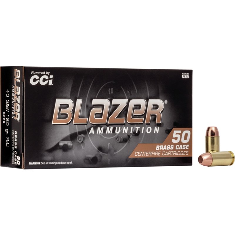 Blazer Brass Target Load FMJ .40 S&W Caliber 180-Grain Centerfire Handgun Ammunition - 50 rounds