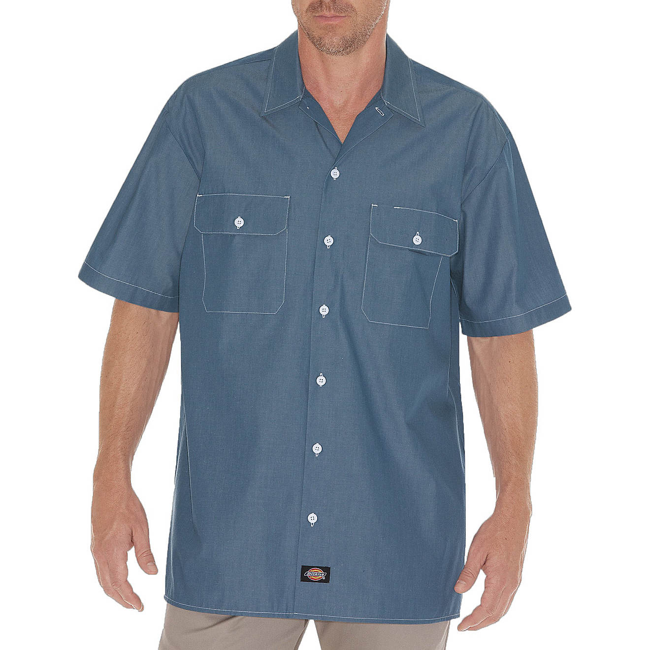 Dickies Men's Relaxed Fit Short Sleeve Chambray Shirt | Academy