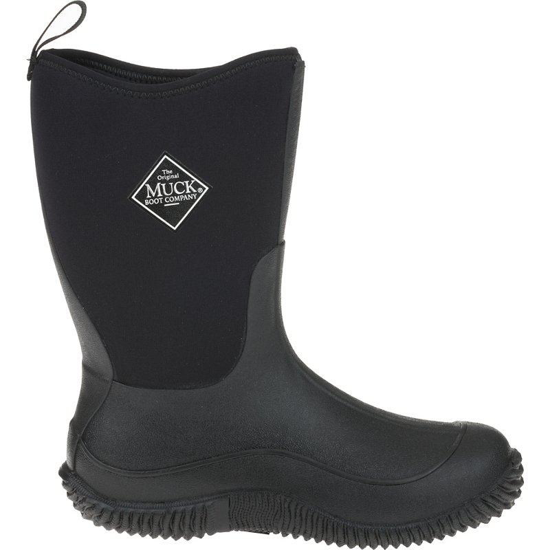 Youth Hale Kids Rubber Boot, Plain Toe, 10" Height, Black, 2