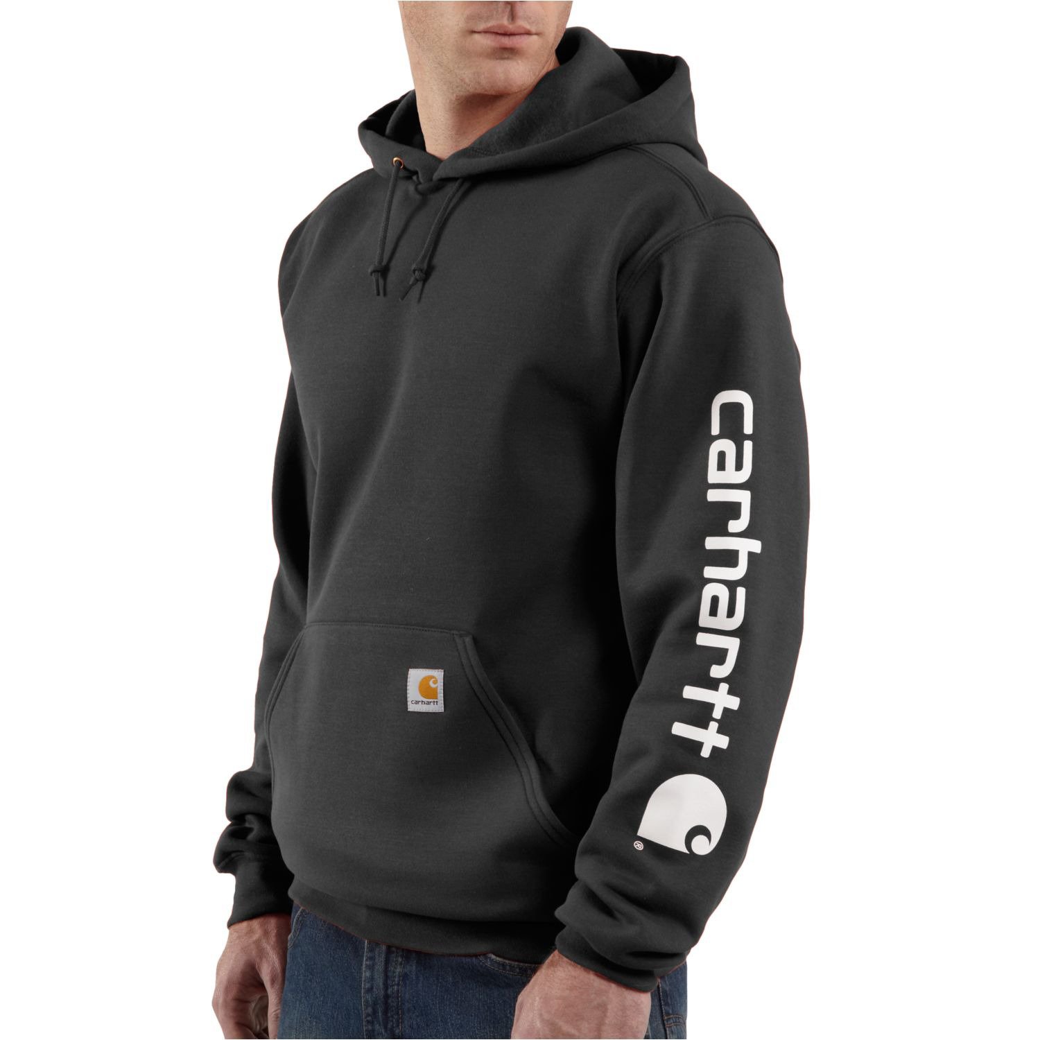 Sweat À Capuche Carhartt Signature Logo Noir Homme