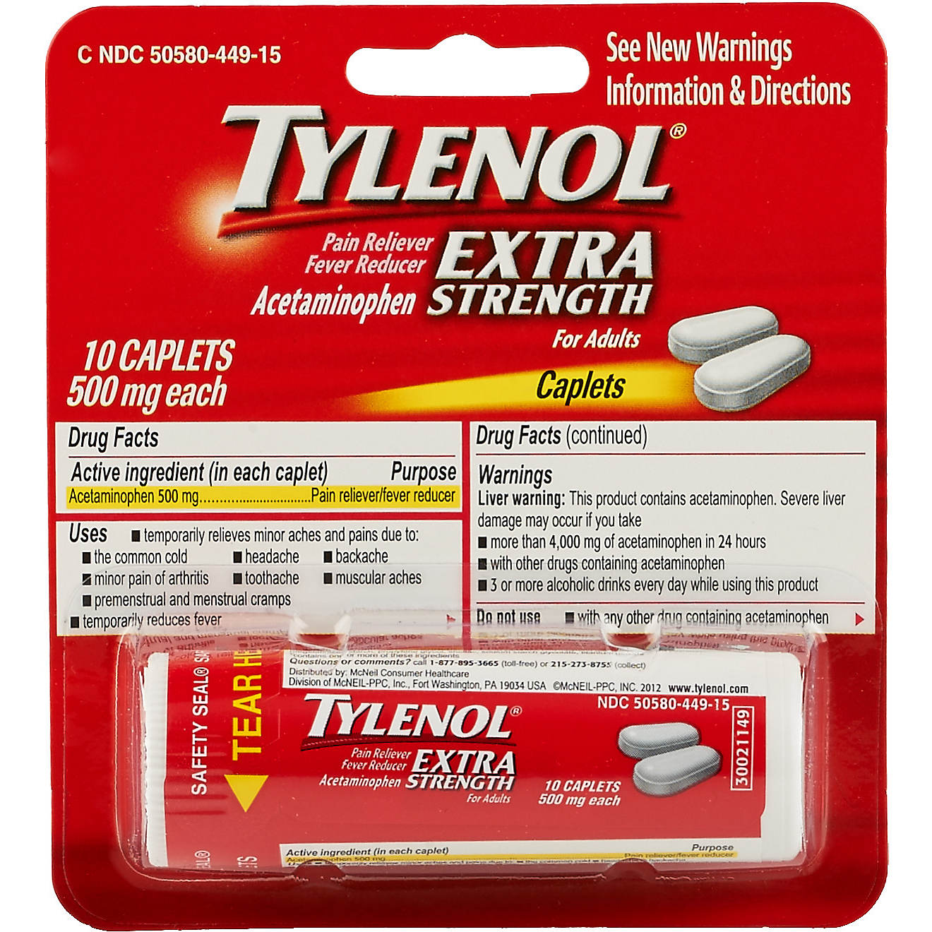 Tylenol Extra Strength Pain Reliever 10-Pack                                                                                     - view number 1