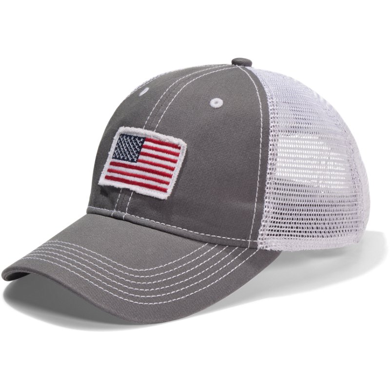 Academy Sports + Outdoors Men's American Flag Trucker Hat Grey - Men's Hunting/Fishing Headwear
