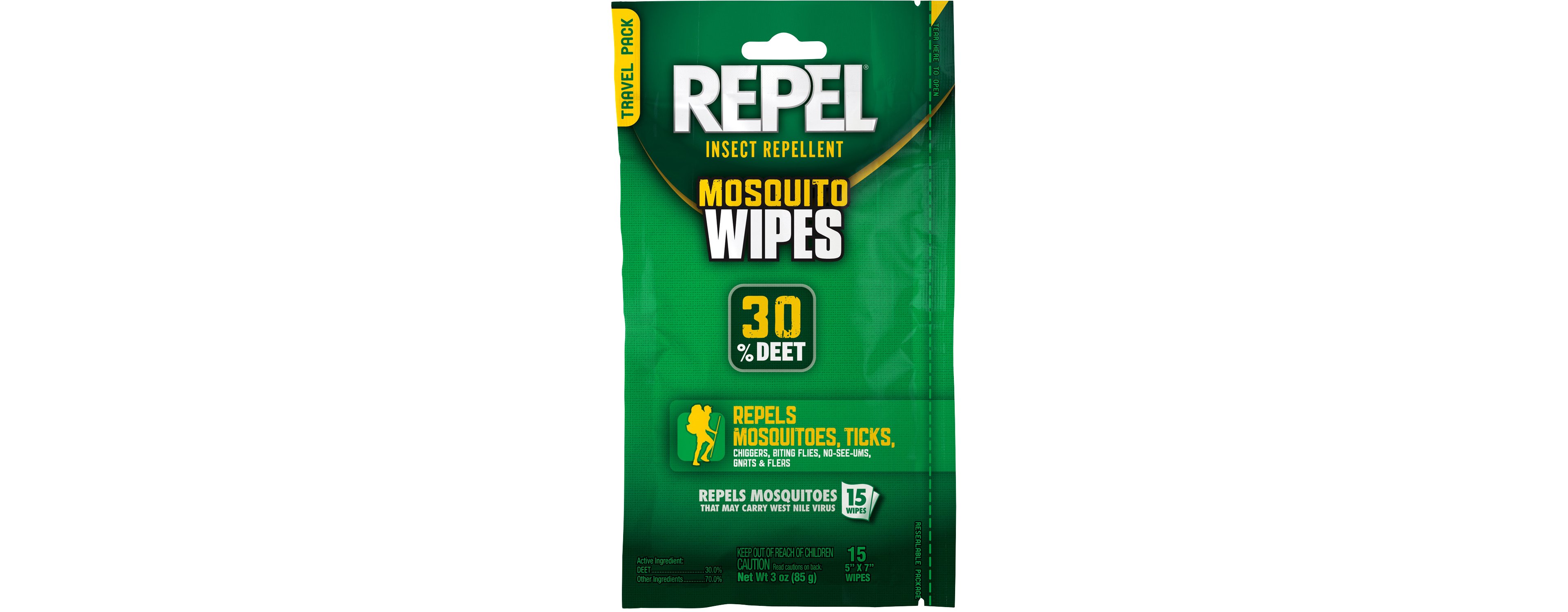 Repel Sportsman Formula Insect Repellent Wipes 15-Pack