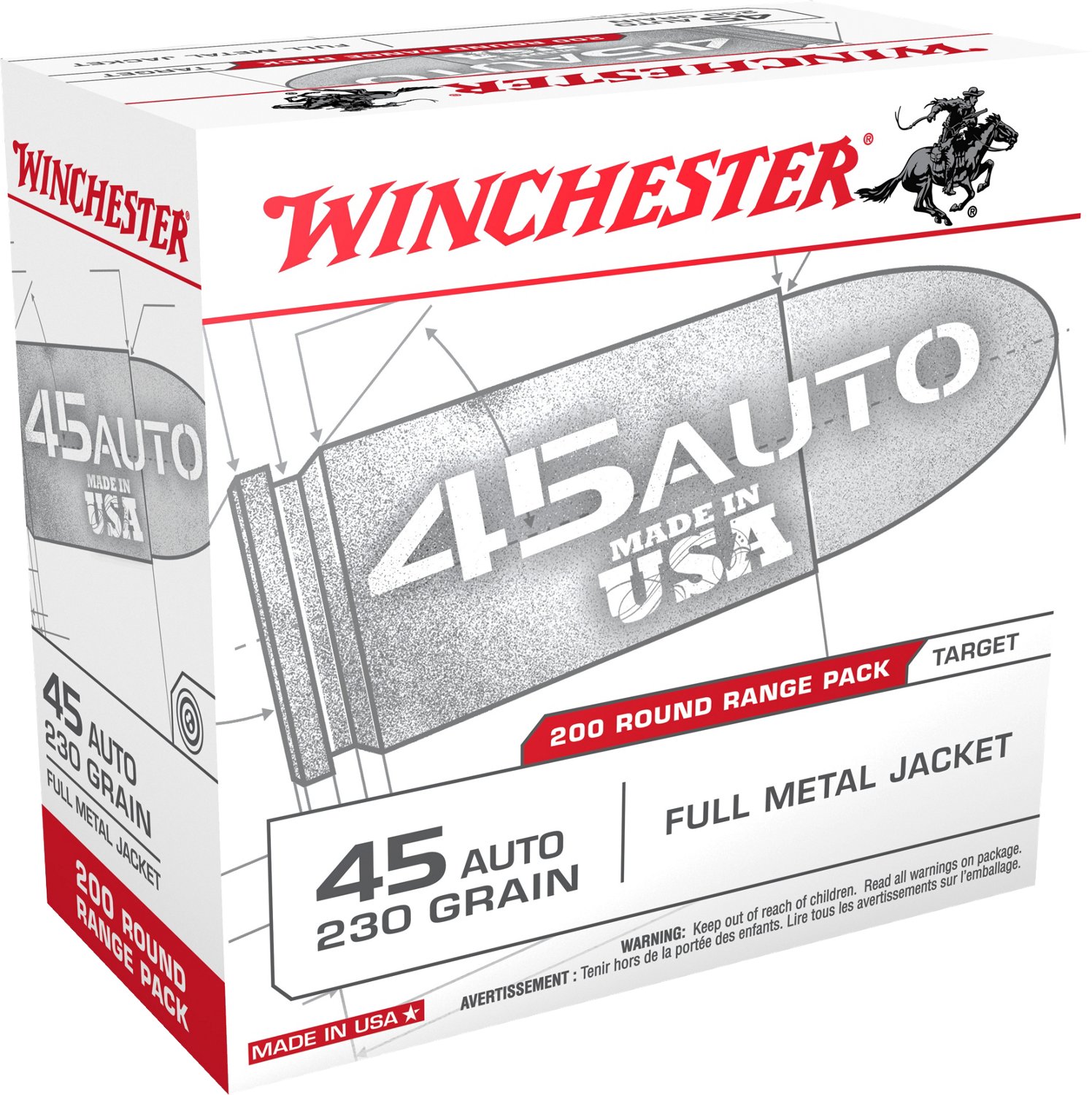 Winchester .45 ACP FMJ 230-Grain 200-round  Centerfire Pistol Ammunition