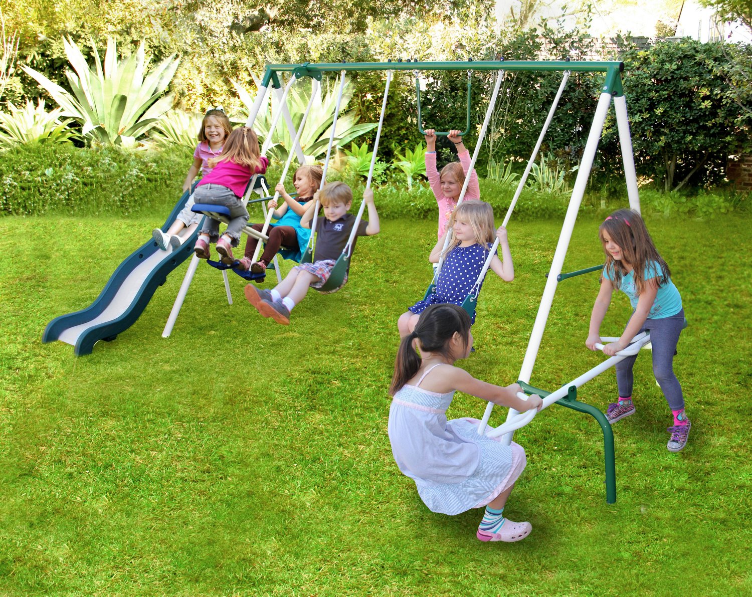 Sportspower Live Oak Metal Swing and Slide Set