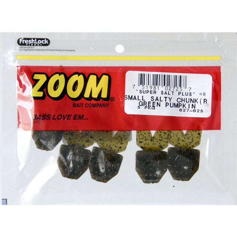 Photos - Lure / Spinner Zoom Small Salty Chunks 2-1/2 in Baits 5-Pack Green Pumpkin - Frsh Wtr Soft Plastic at Academy Sports 027-025 