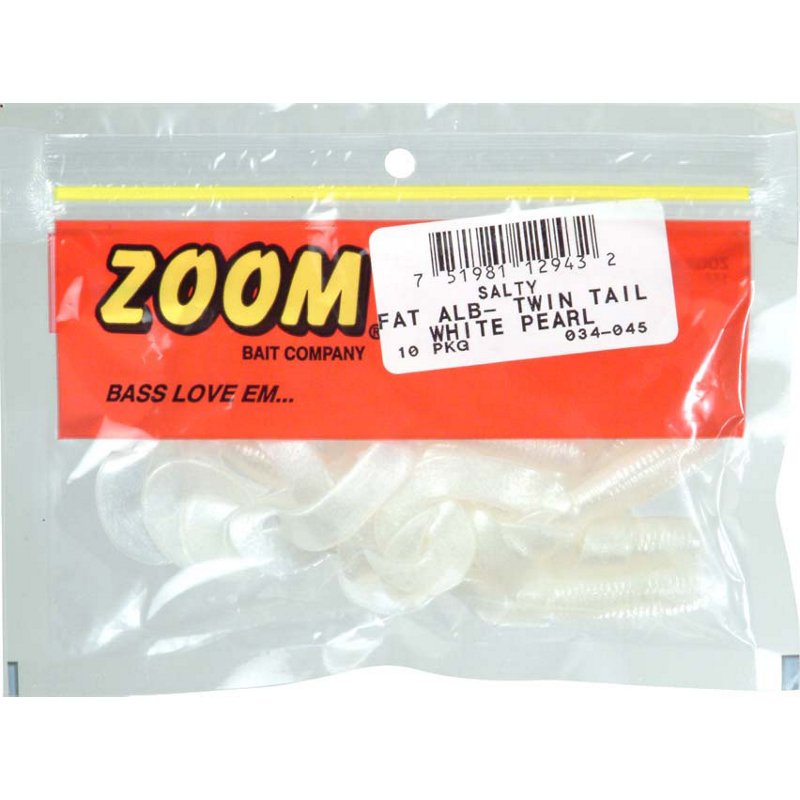 Zoom Fat Albert Twin Tail Grubs 10-Pack White - Frsh Wtr Soft Plastic at Academy Sports