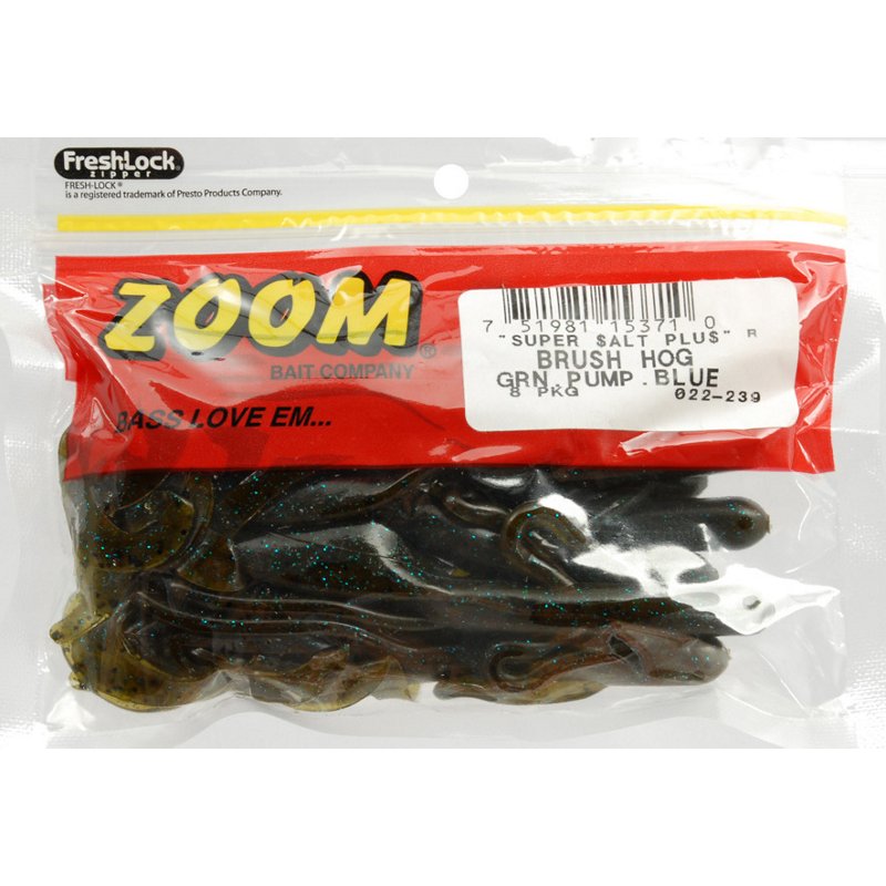 Zoom Brush Hog 7" Creatures 8-Pack Green Pumpkin - Frsh Wtr Soft Plastic at Academy Sports