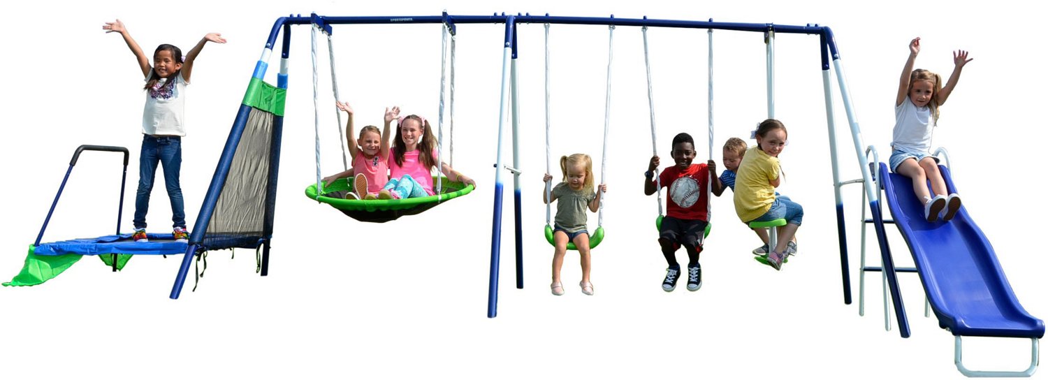 Sportspower Mountain View Metal Slide, Swing and Trampoline Set - view number 3