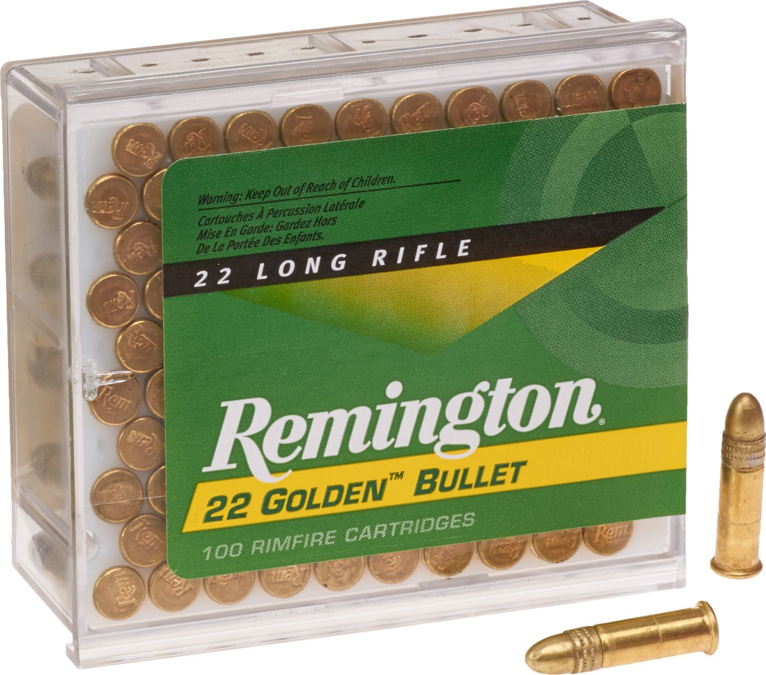 Remington 22 Golden Bullet 22 LR, 40 gr, Brass Plated Round Nose Rimfire  Ammunition