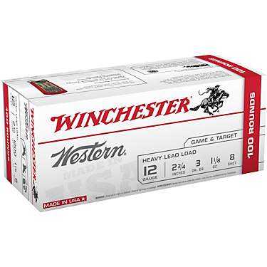 Winchester Western Target and Field Load 12 Gauge 8 Shotshells - 100 Rounds                                                     