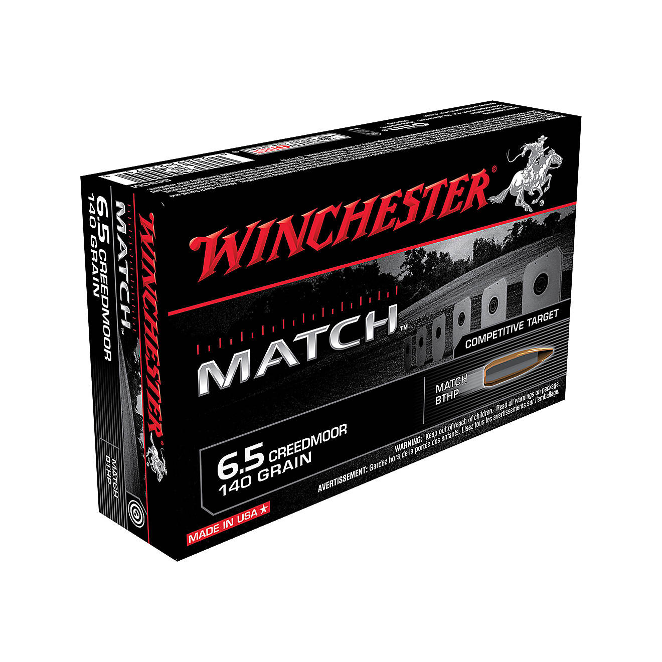 Winchester Match 6.5mm Creedmoor 140-Grain Boat Tail HP Centerfire Rifle Ammunition                                              - view number 1