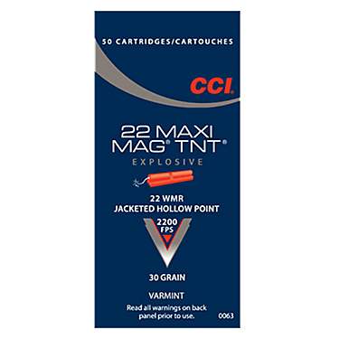 CCI Maxi-Mag TNT .22 Win Magnum 30-Grain Jacketed Hollow Point Rimfire Ammunition