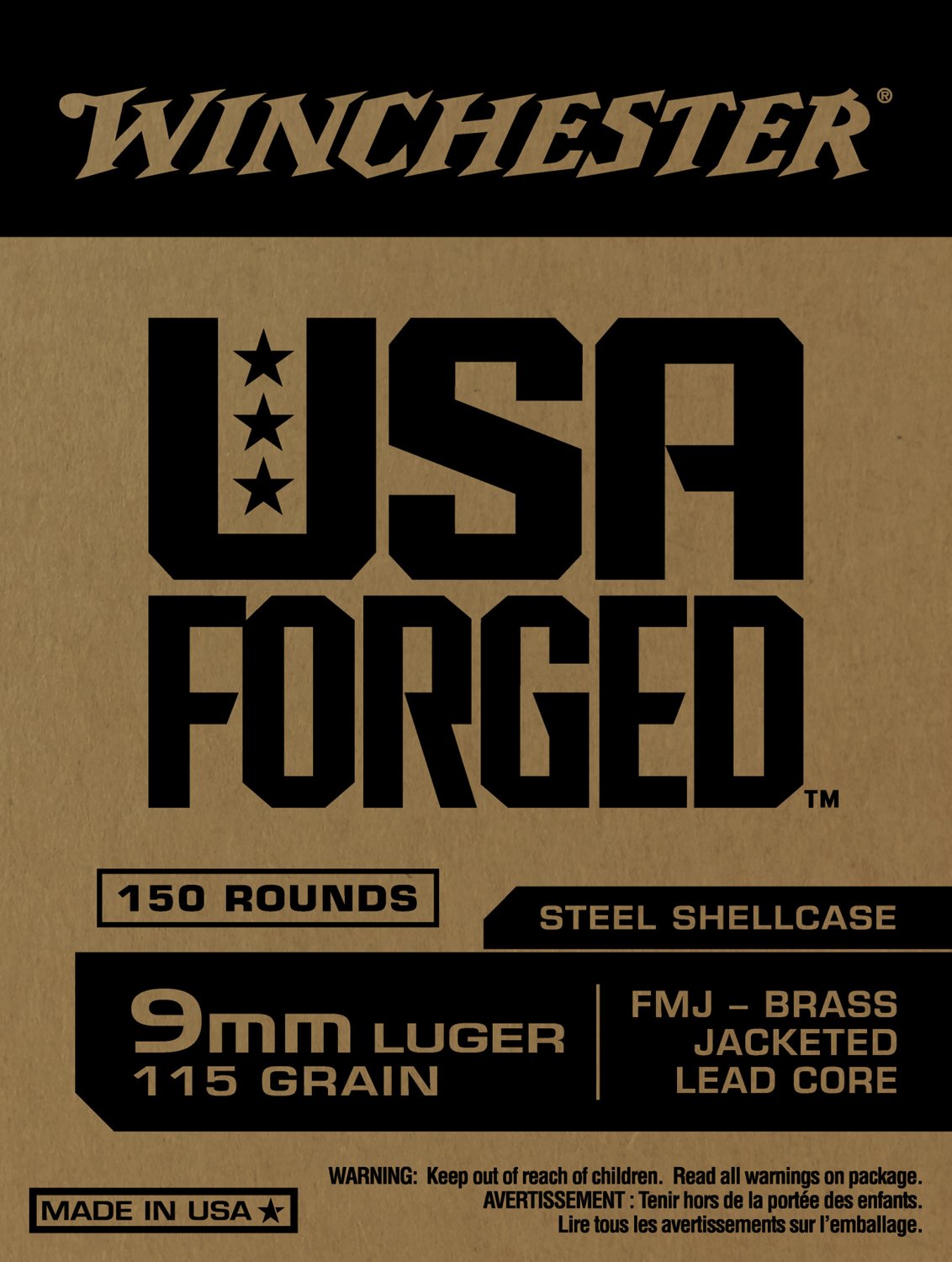 Winchester Usa Forged 9mm Luger 115 Grain Handgun Brass Ammunition 150 Rounds Academy 5422