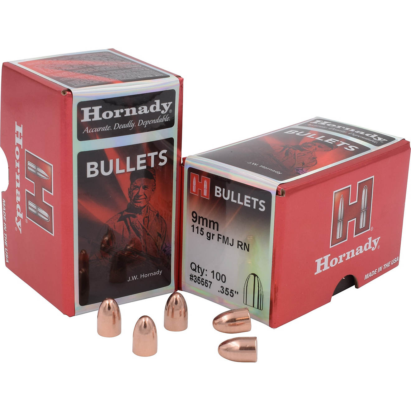 Hornady 9mm 115-Grain FMJ Round Nose Bullets                                                                                     - view number 1