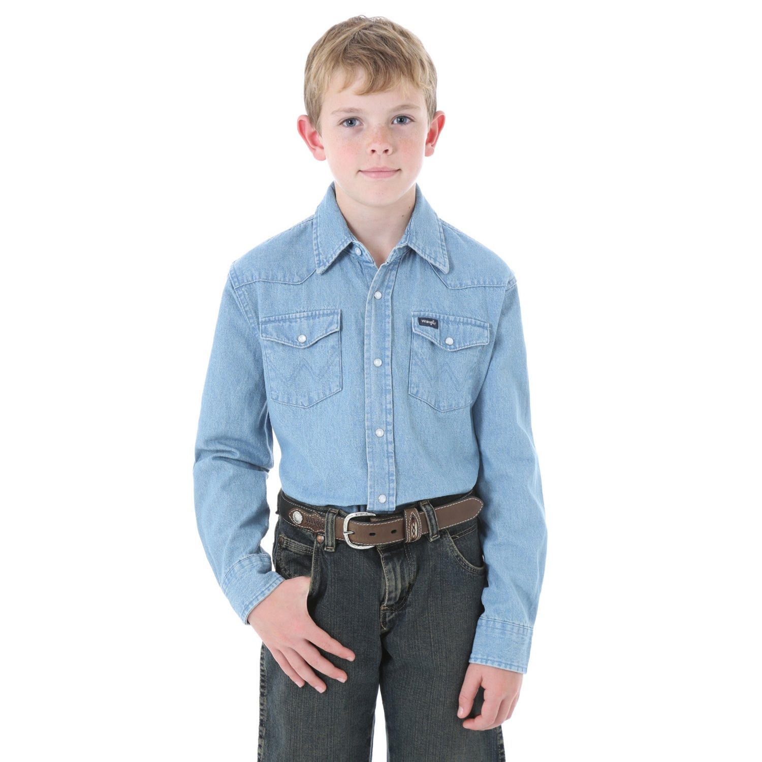Wrangler® Boys' BW1 Western Solid Snap Shirt | Academy