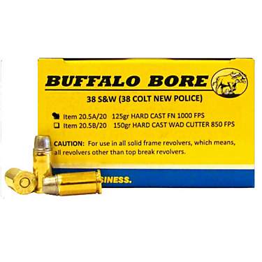 Buffalo Bore .38 S&W 125-Grain Hard-Cast Flat-Nose Centerfire Handgun Ammunition