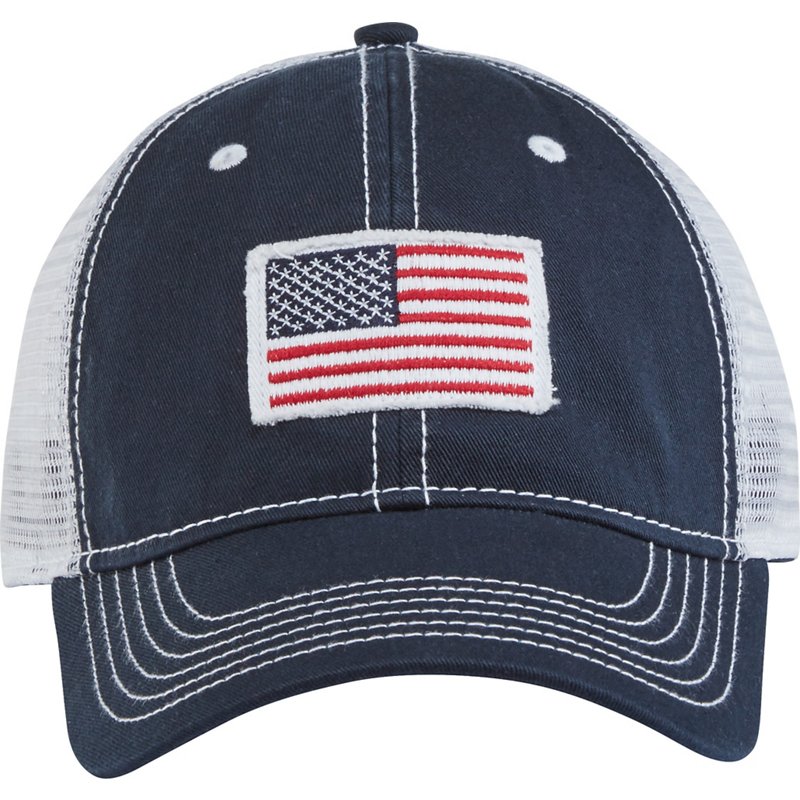 Academy Sports + Outdoors Men's American Flag Trucker Hat Peacoat - Men's Hunting/Fishing Headwear
