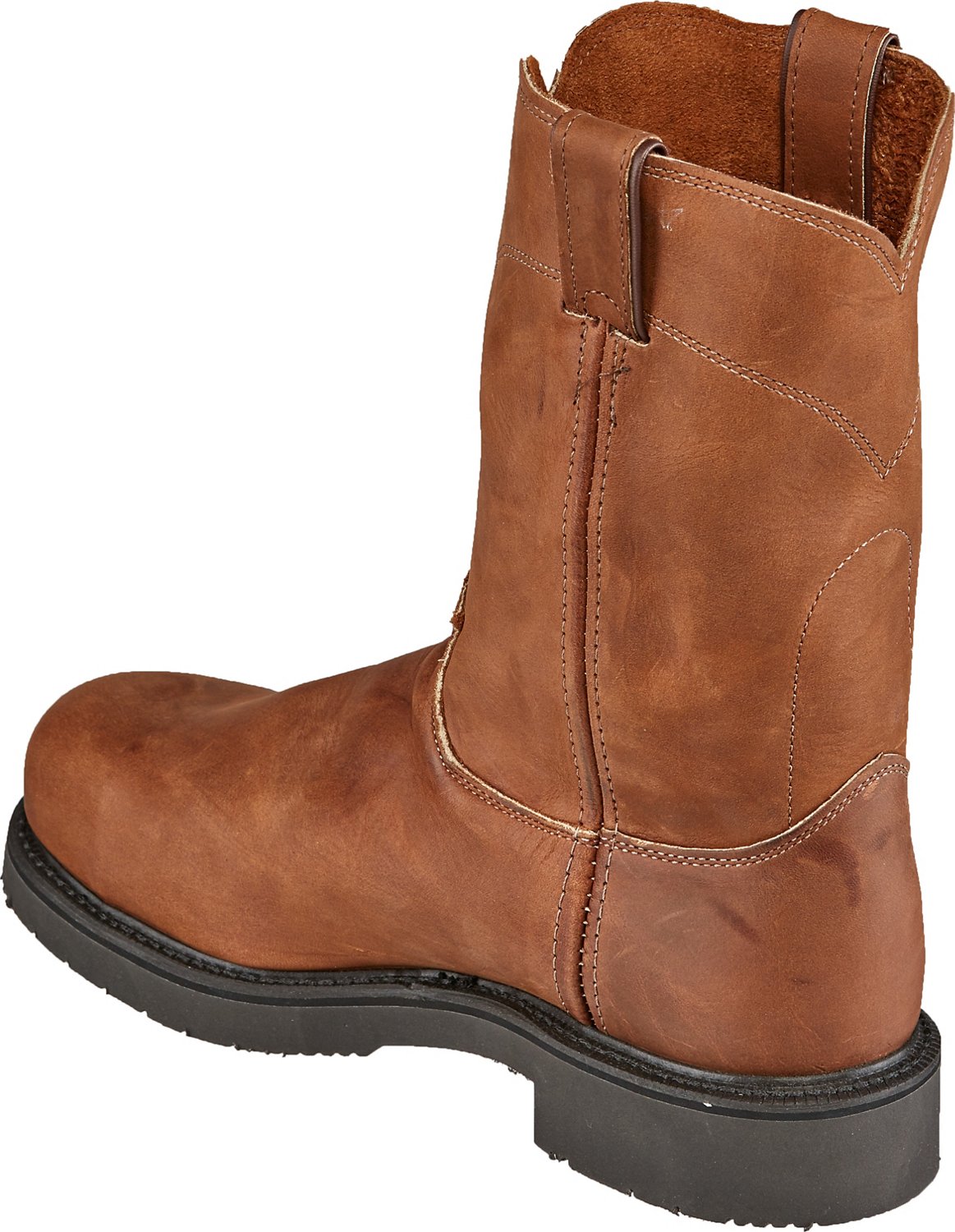 Justin Mens Aged Bark Eh Steel Toe Wellington Work Boots Academy