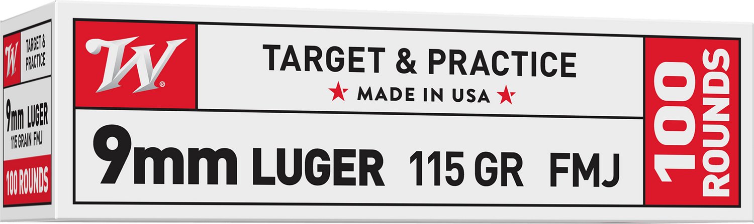 Winchester USA Full Metal Jacket 9mm Luger 115-Grain Handgun Ammunition - 100 Rounds                                             - view number 1 selected