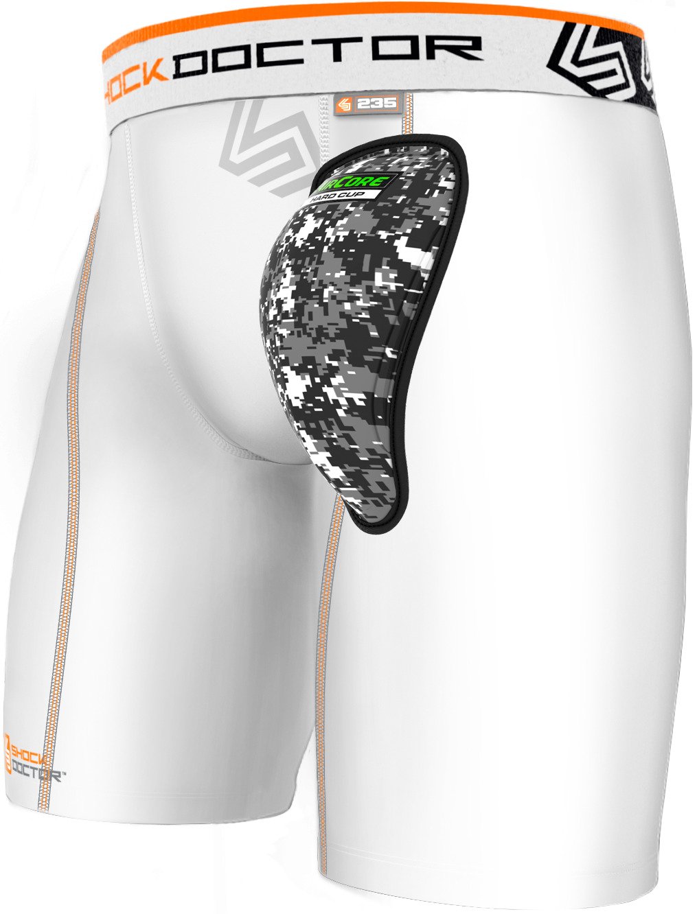 Shock Doctor 235 Compression Short with AirCore Hard Cup (White