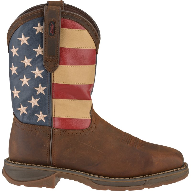 Durango Men's Workin' Rebel Patriotic Steel Toe Work Boot - Dark brown and union flag